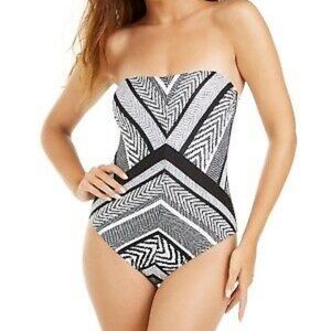 NWT! Kenneth Cole Black White One Piece Swimsuit